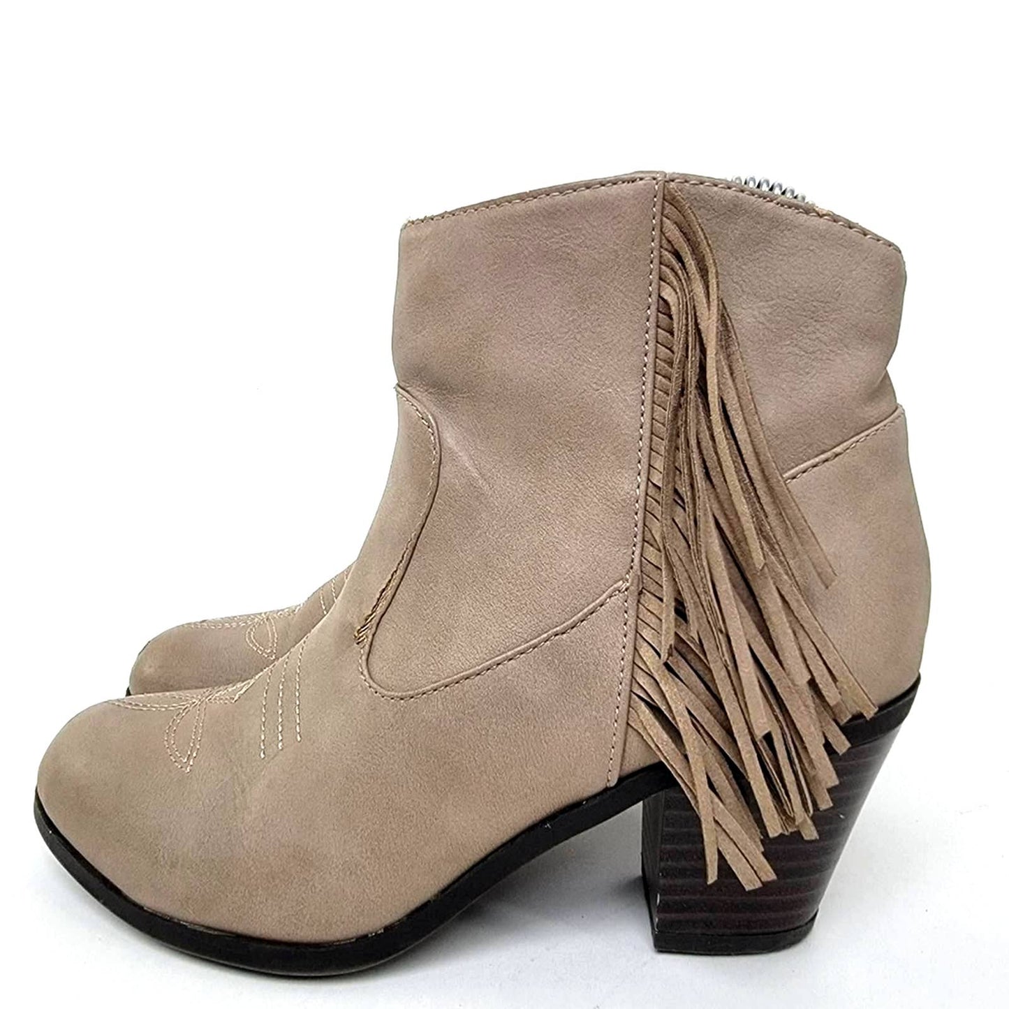 Sam & Libby Watson Fringe Chunky Heeled Ankle Boots - 6.5