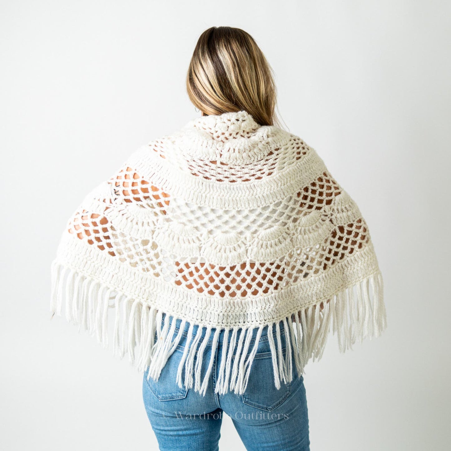 Handmade Crochet Knit Tassel Shaw Poncho Coverup