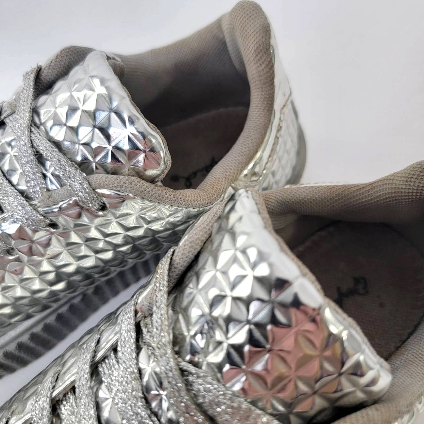 Chrome Lace Up Platform Silver Sneakers - 9