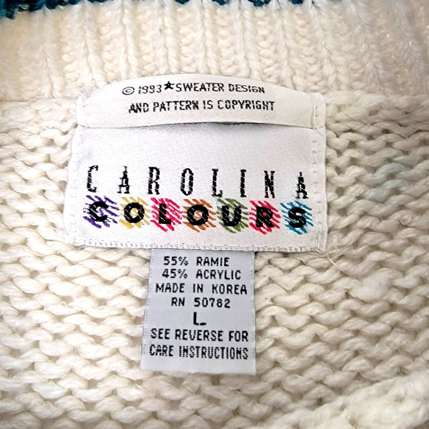 Vintage 1993 Crew Neck Chunky Knit Oversized Sweater - L