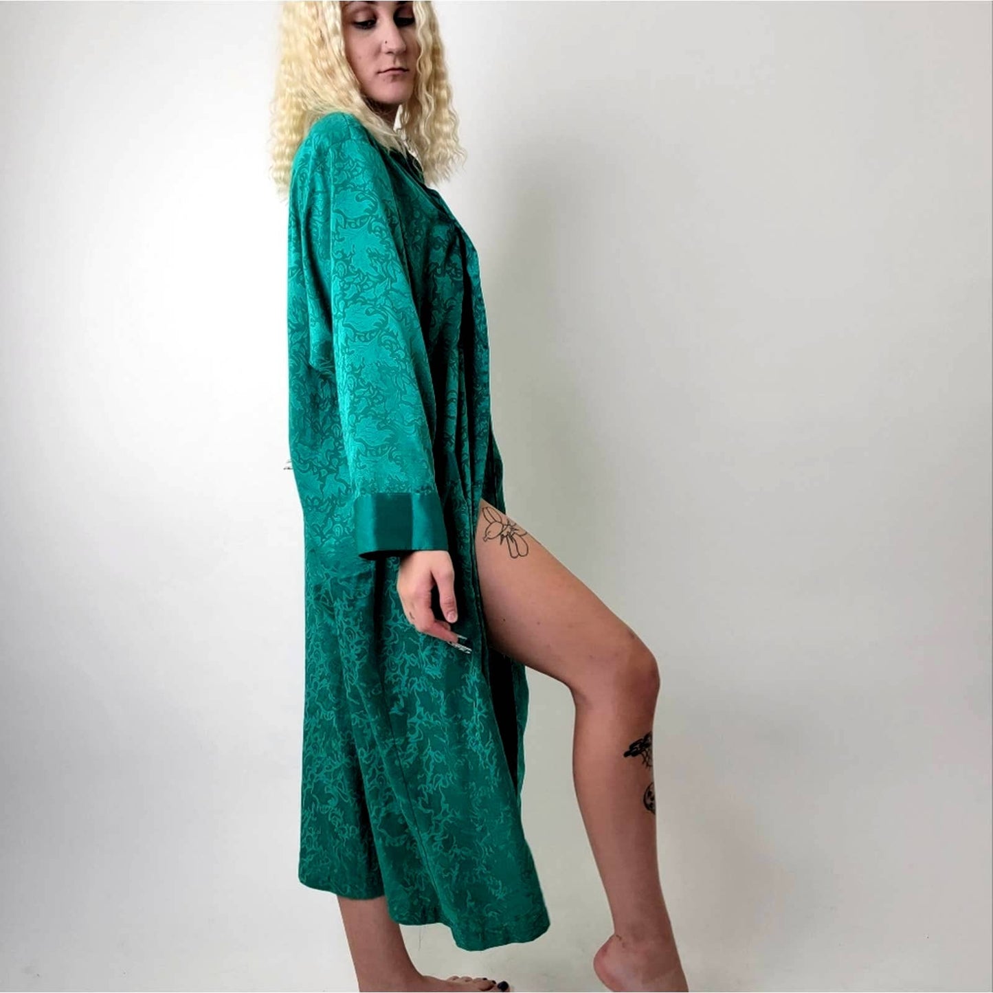 Vintage Victoria’s Secret Gold Label Green Floral Robe - M