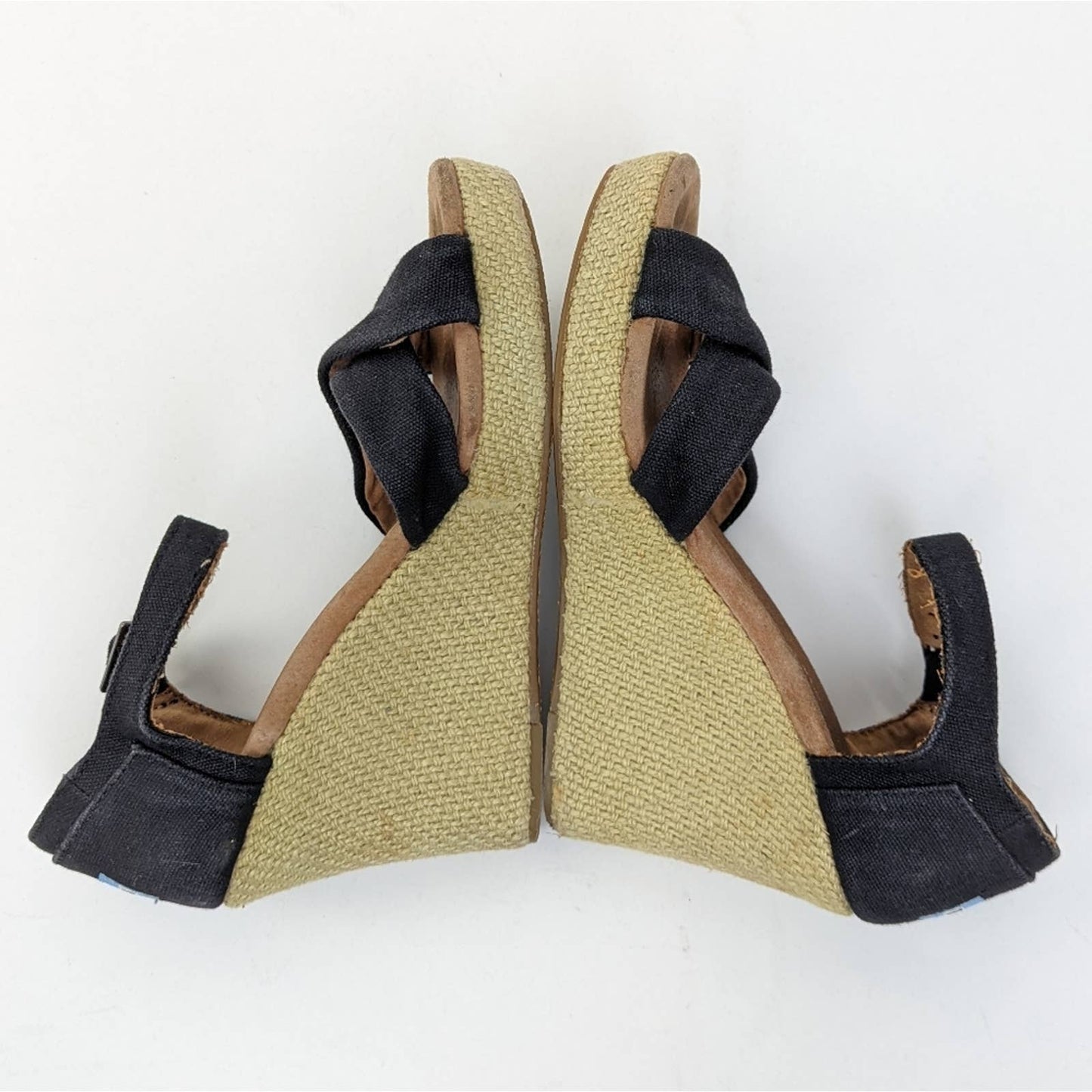 Toms Open Toe Strappy Wedge Espadrille Heels - 7.5