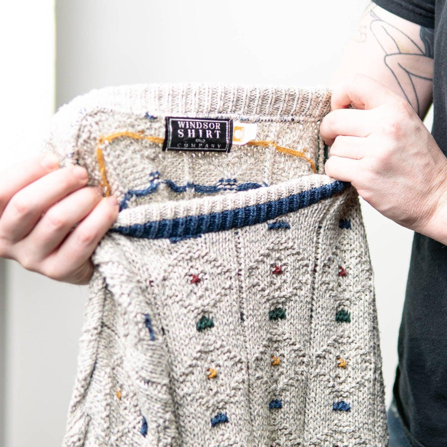 Vintage 90s Chunky Knit Sweater by Windsor Shirt Company - L