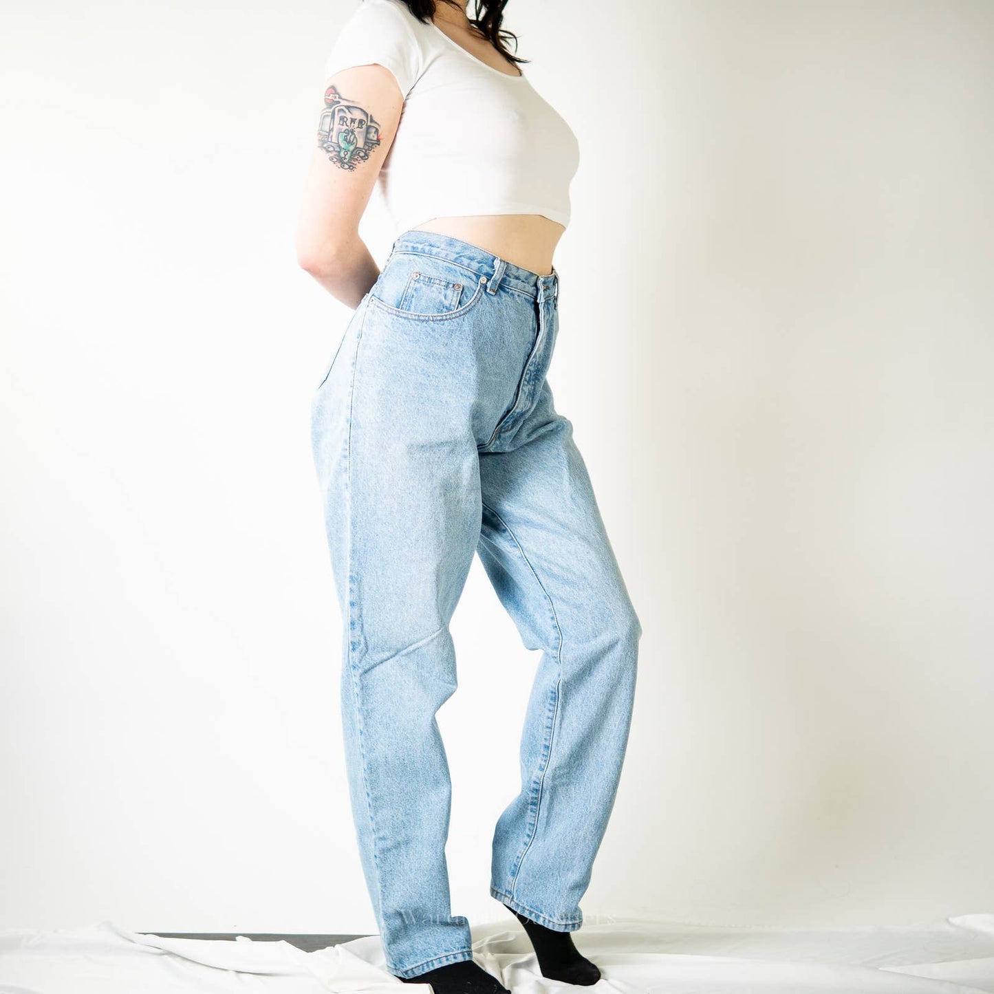 Vintage 90s Guess Jeans High Rise Faded Distressed Straight Leg Jeans