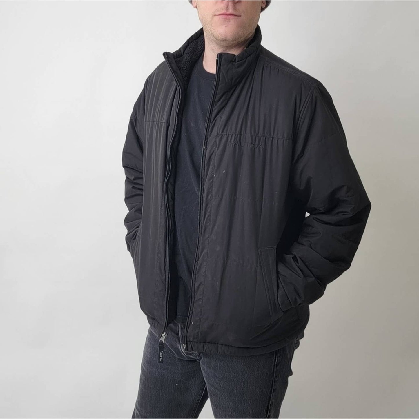 Nautica Black Sherpa Lined Jacket - M