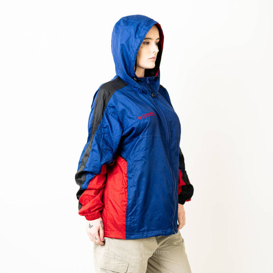 Vintage 90s Columbia Colorblock Windbreaker Track Jacket - S