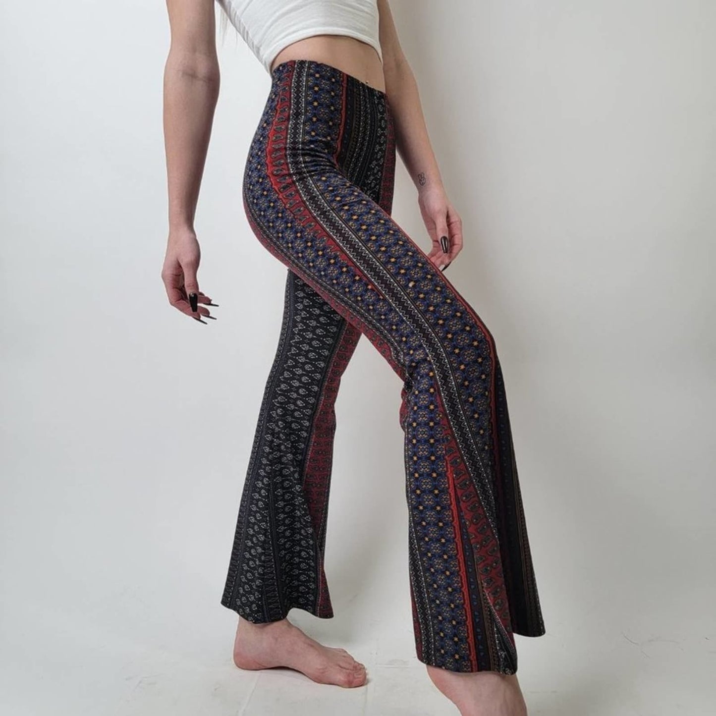 LA Gypsy Flared Boho High Rise Leggings - S