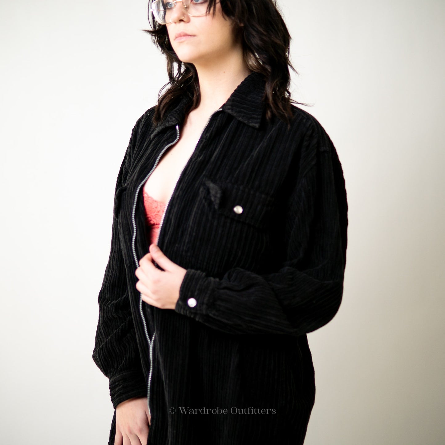 Vintage 90s Black Oversized Corduroy Jacket - M