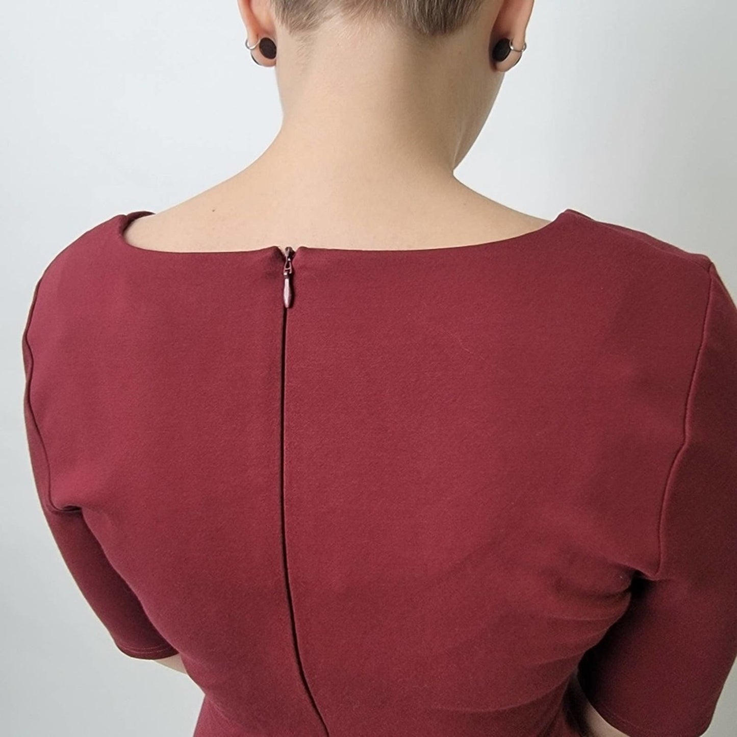 Black Swan Ocean Burgundy Sleeved Skater Dress - S