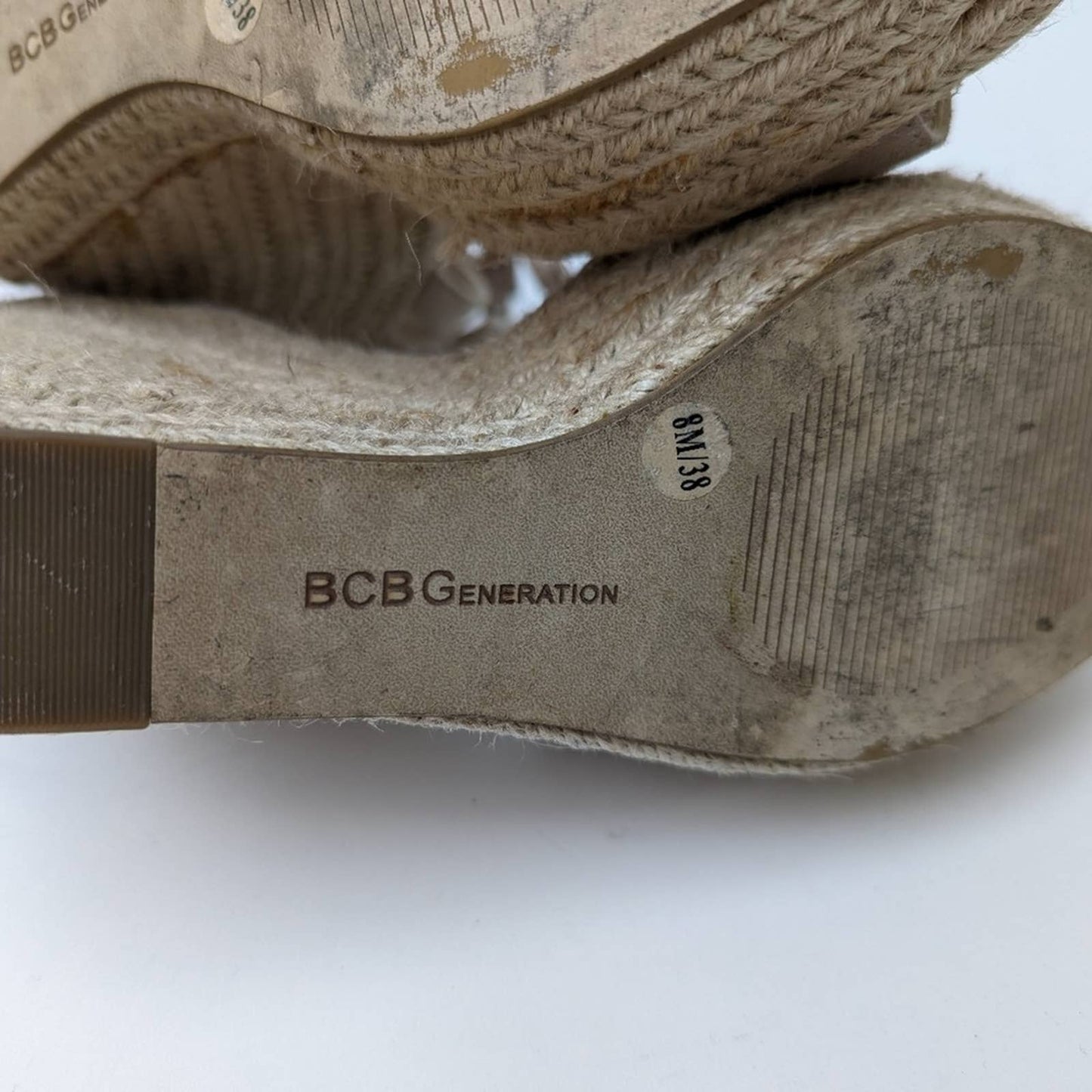 BCBGeneration Holly Wedge Espadrille Platform Sandals in Nude Blush
