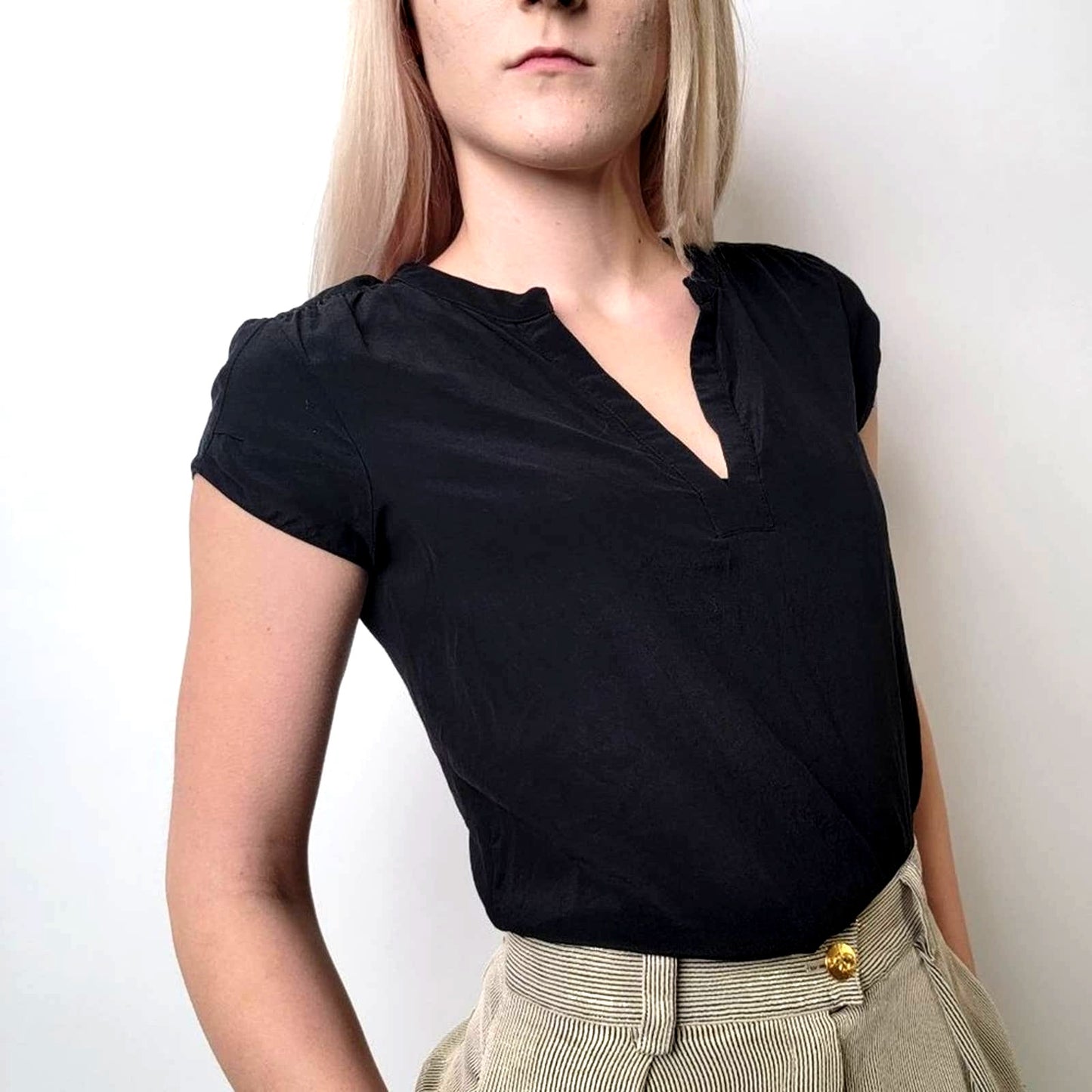 ARITZIA x BABATON Phillip Silk Sheer Tee Shirt Blouse - XS