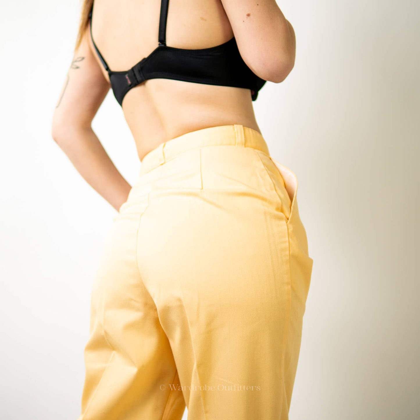 Vintage 70's Cheryl Tiegs Canary Yellow Pastel Straight Pleated Dress Pants