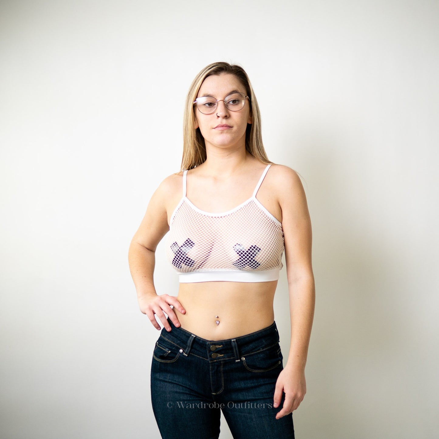 White fishnet crop tank top sheer mesh rave yoga