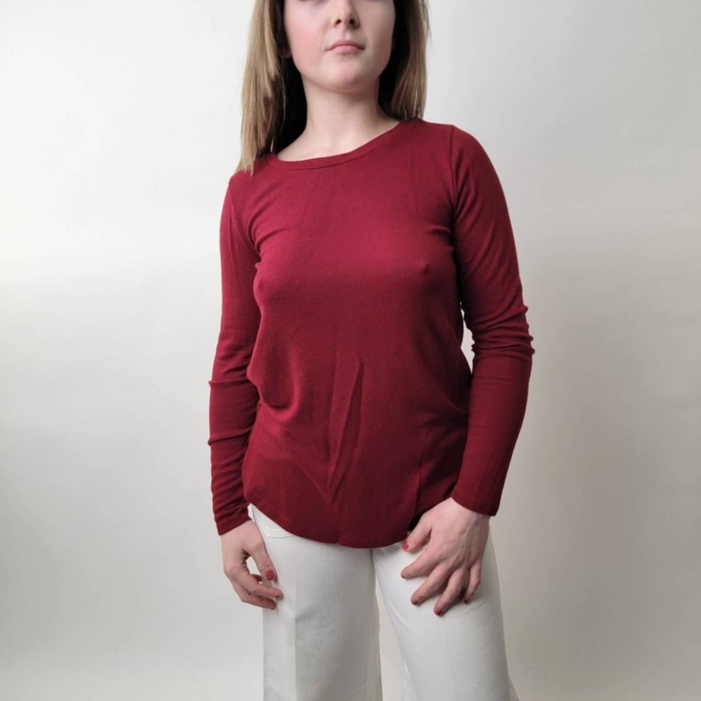 Old Navy Paper Thin Long Sleeve Heather Red - S