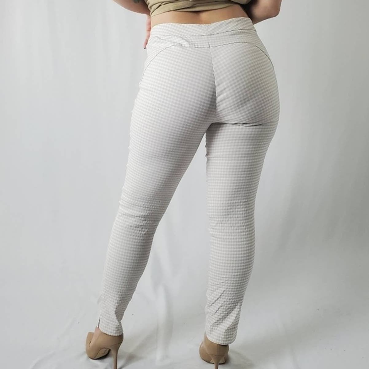 Calvin Klein Gingham Plaid Print Straight Leg Pants - 6