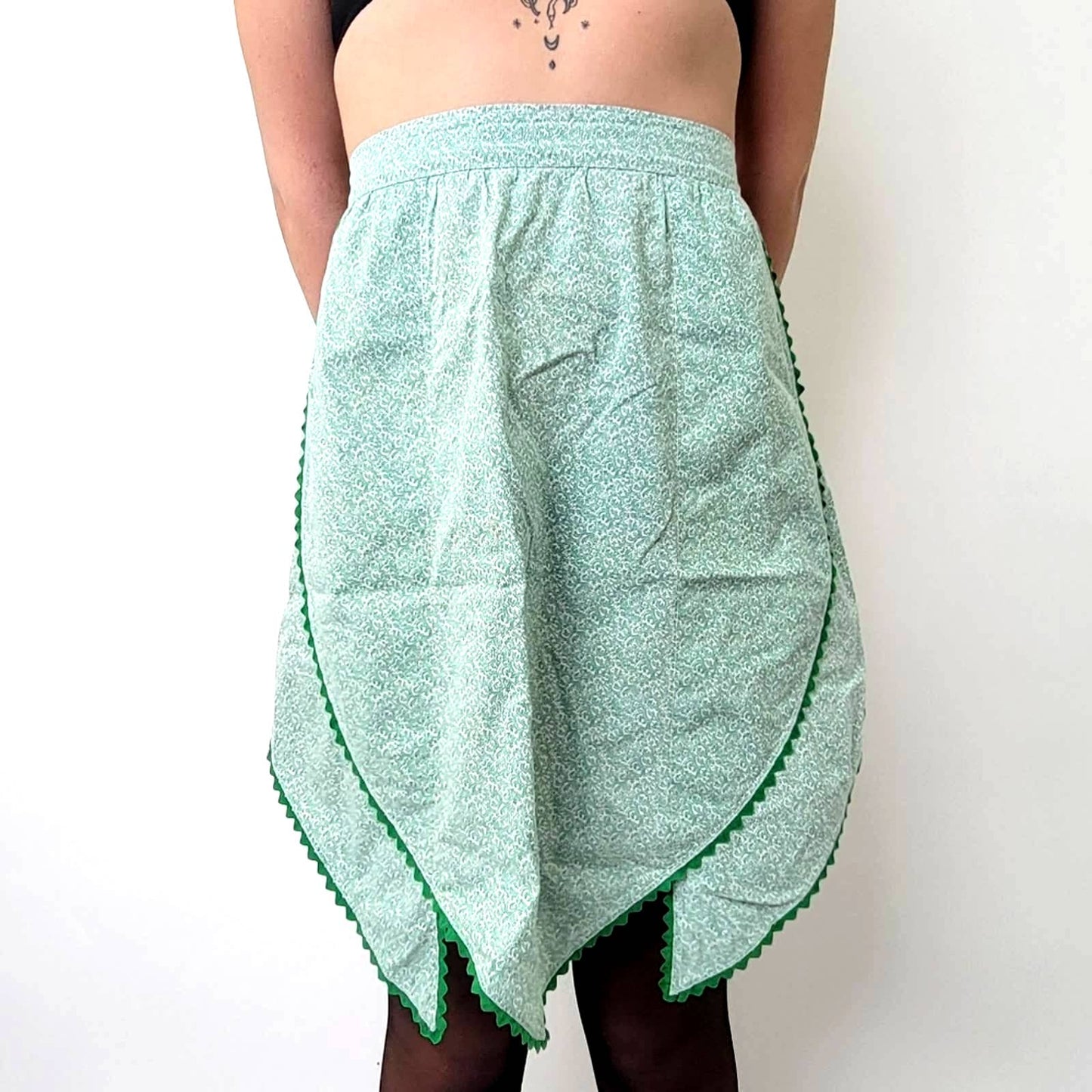 Vintage 1950's / 1960's Mint and Forest Green Pebble Kitchen Cooking Apron