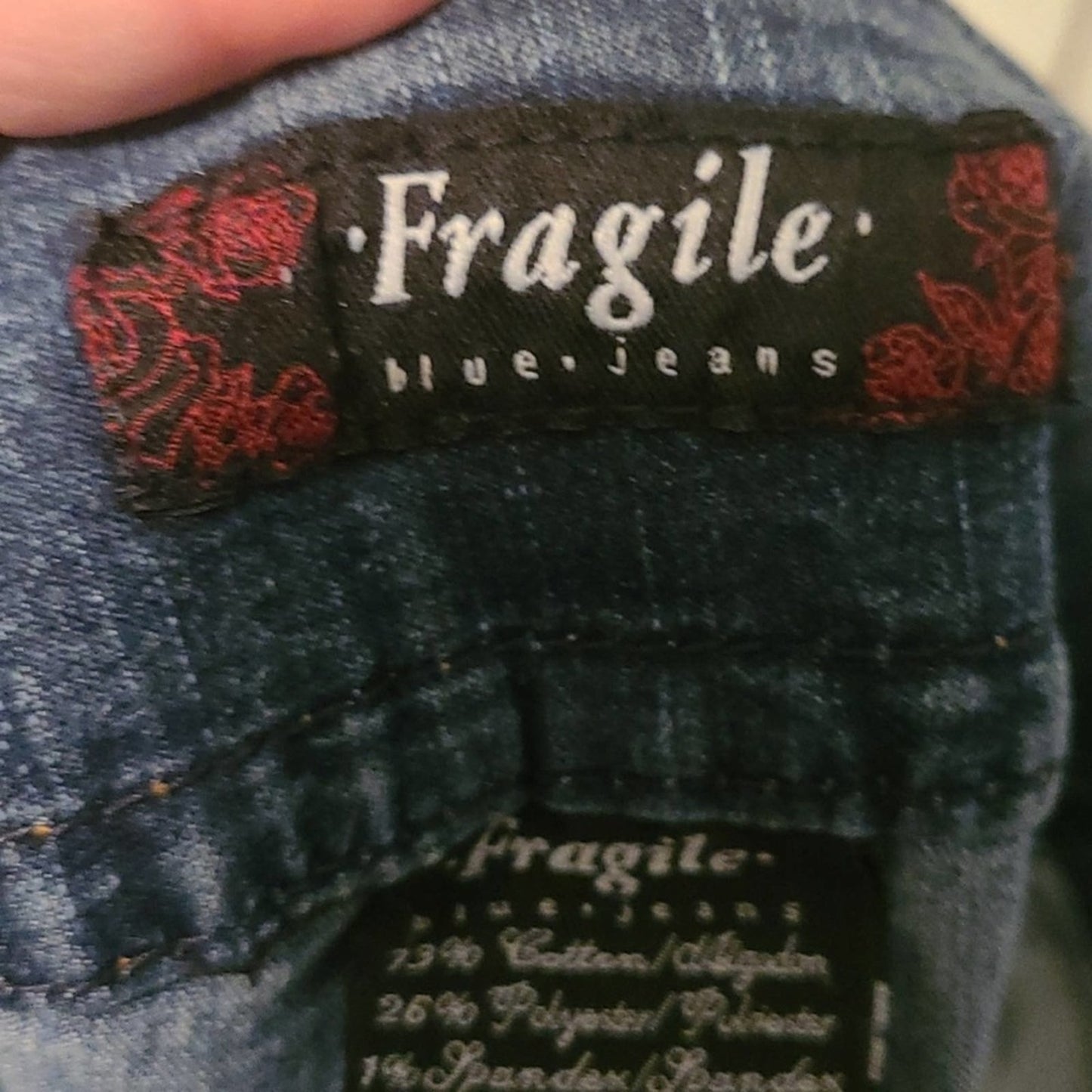 Vintage y2k Fragile Distressed Low Rise Flared Bell Blue Jeans - 7