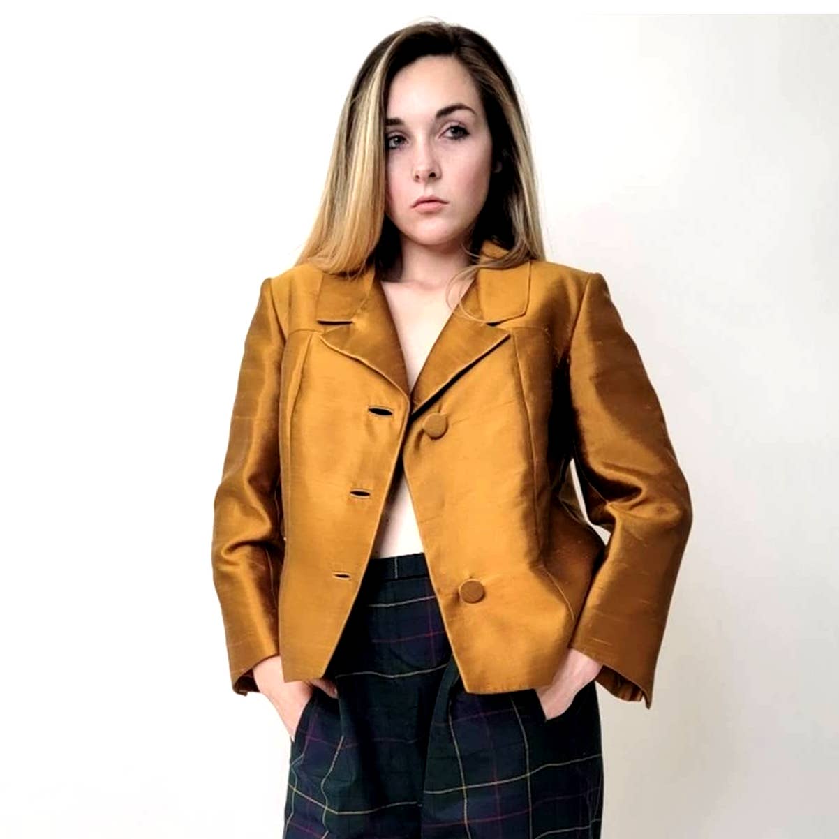Vintage 60's Gino Rossi Gold Cropped Blazer Jacket