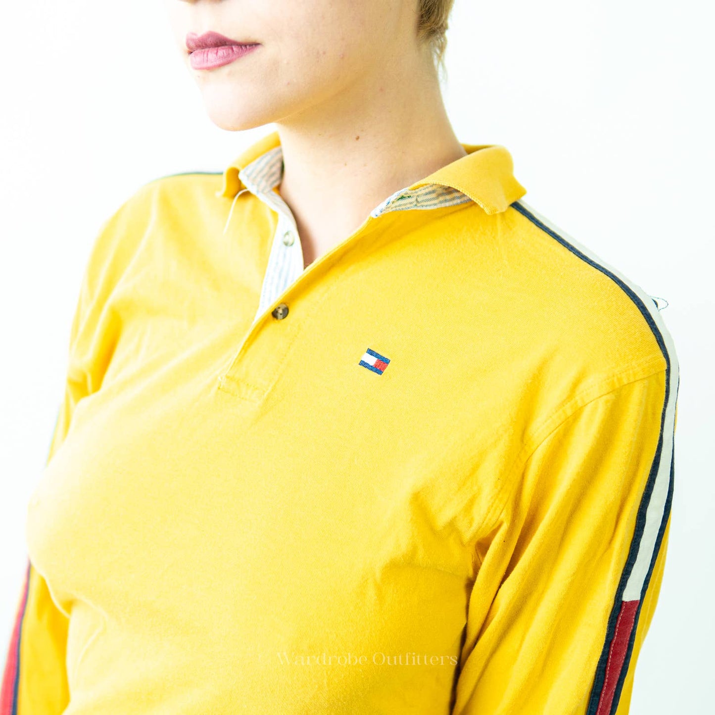 Vintage Y2K Tommy Hilfiger Color Block Long Sleeved Rugby Shirt