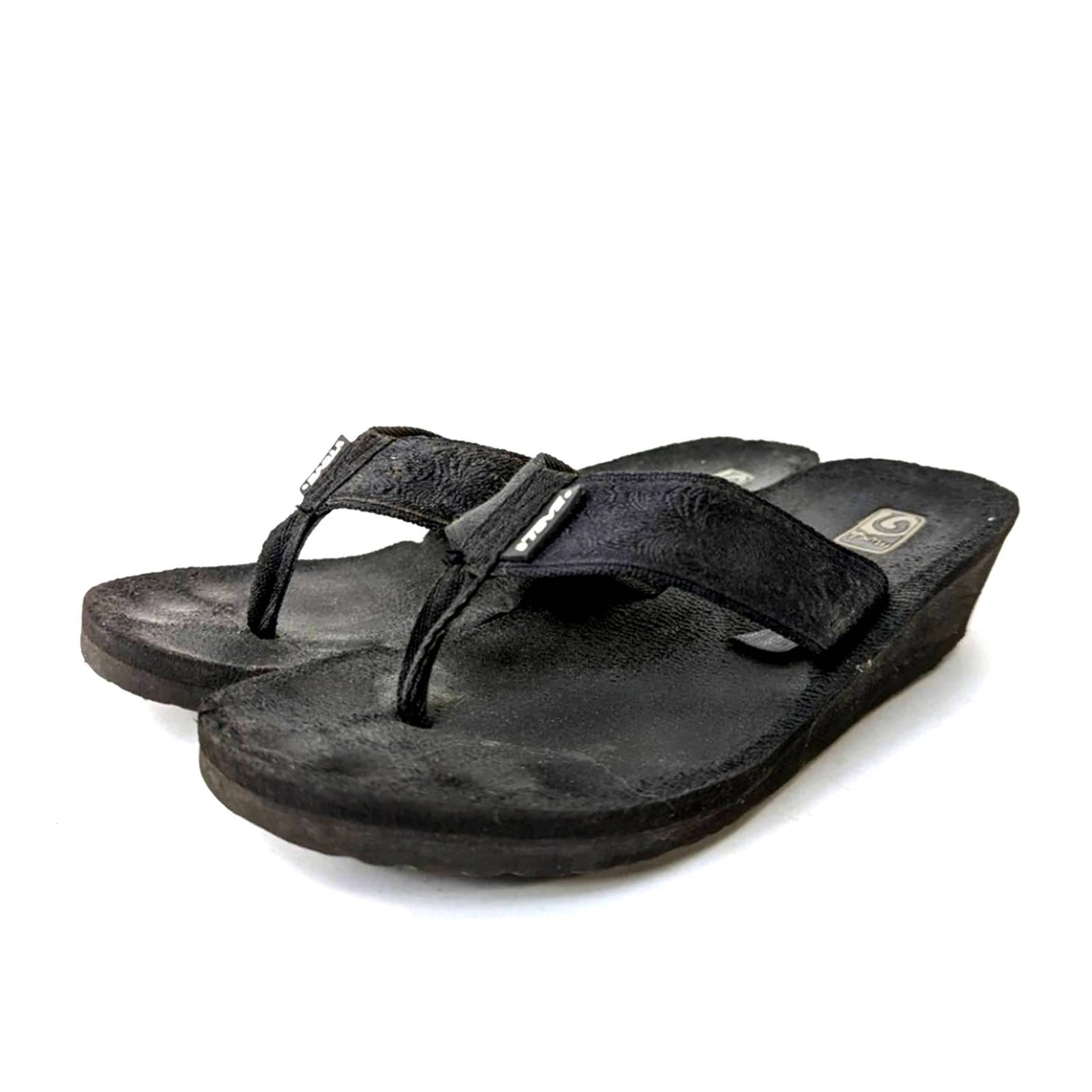Teva Mush Black Wedge Flip Flop Sandals