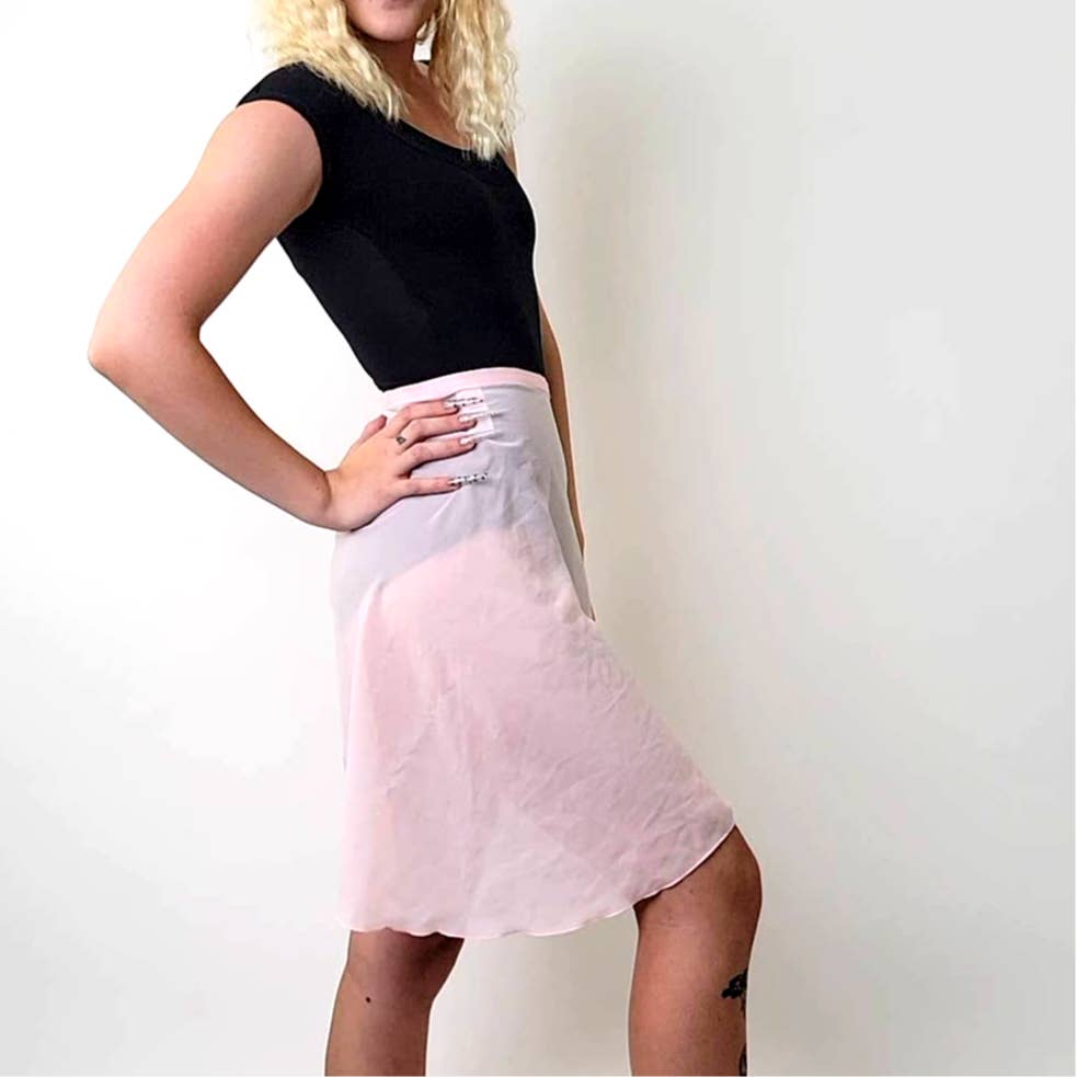 Vintage 90s Pink Capezio Studio Collection Ballerina Ballet Wrap Skirt Dancewear