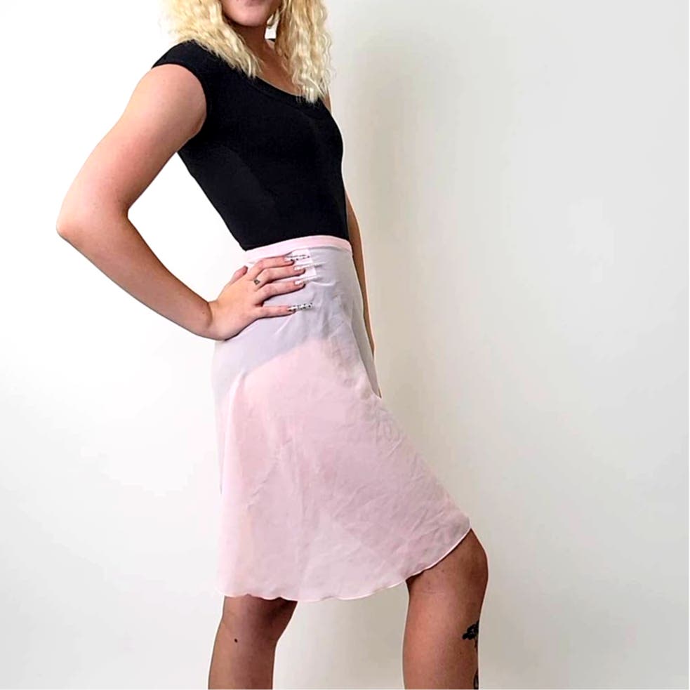 Vintage 90s Pink Capezio Studio Collection Ballerina Ballet Wrap Skirt Dancewear