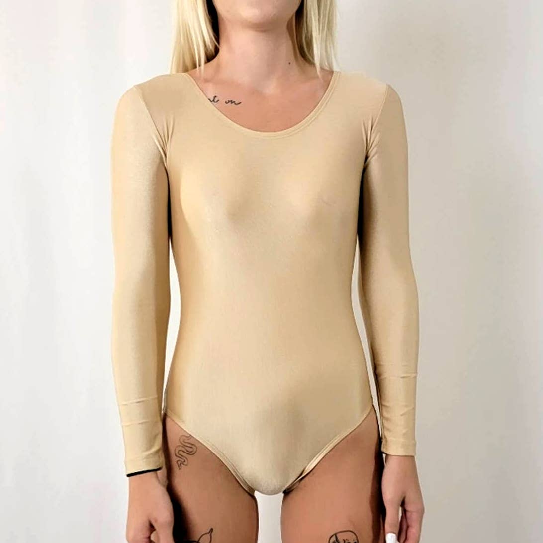 Vintage 90's Leotard Onesie in Cream Tan - S