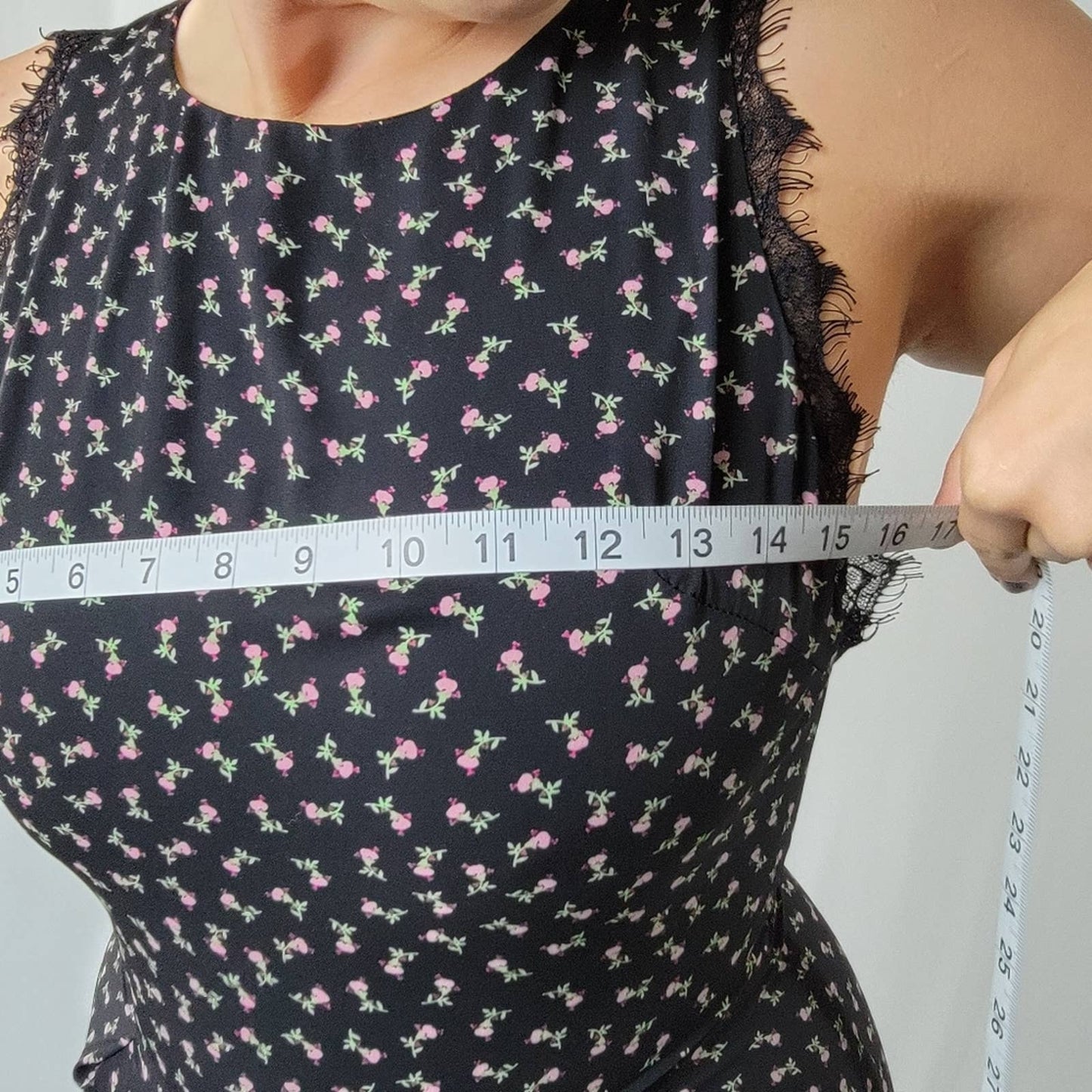 Sweet Rain Black Floral Eyelash Romper - S