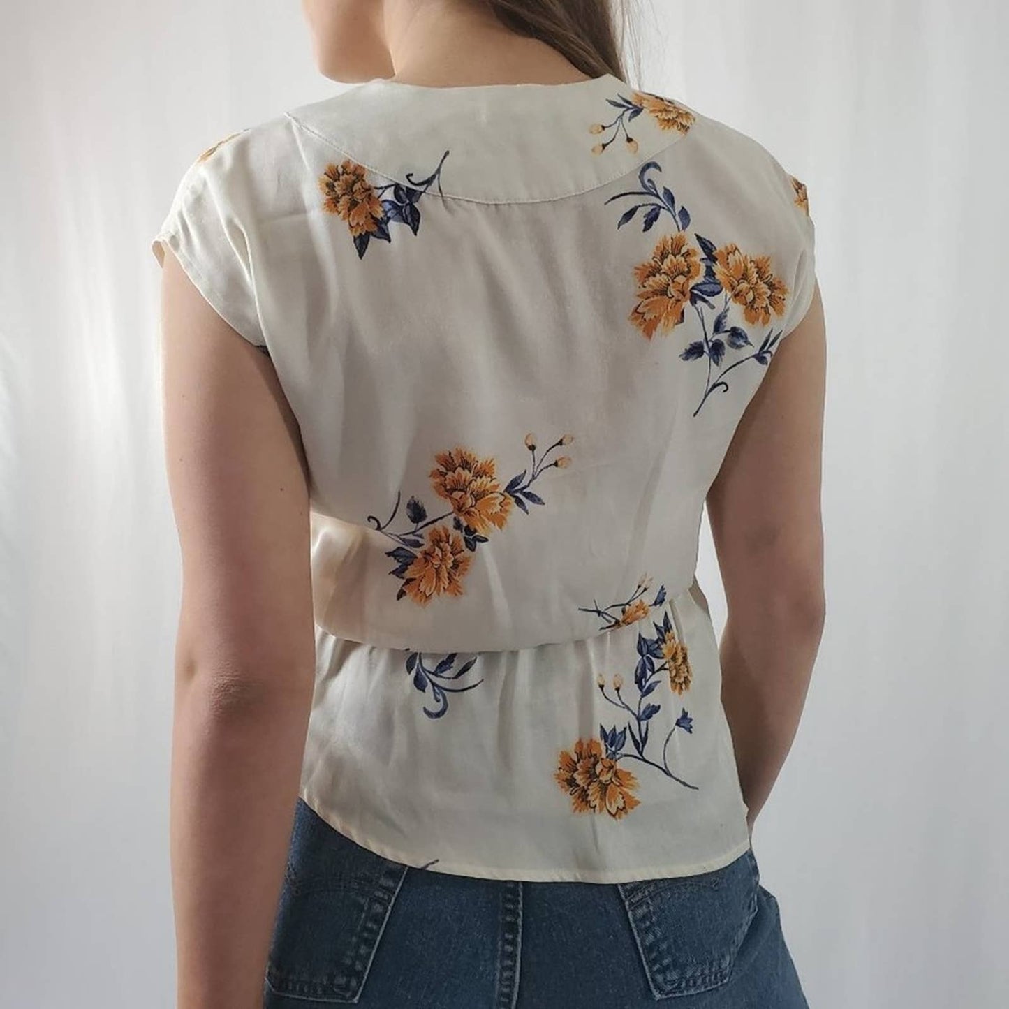 June & Hudson Floral Wrap Peplum Blouse - S