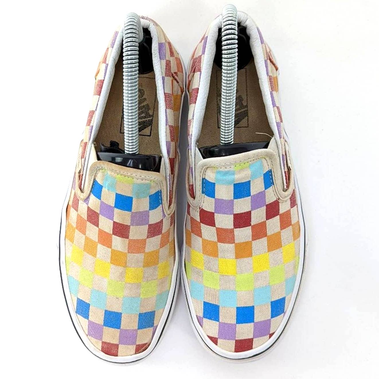 Vans Rainbow Checkered Loafer Slides - 7.5