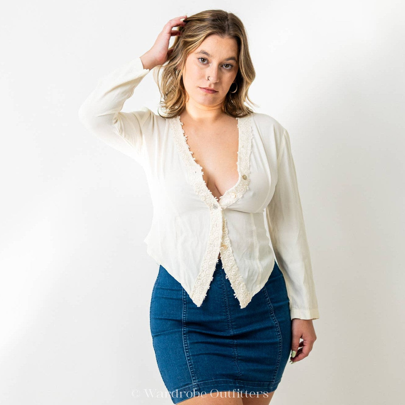 Vintage 90s Sexy Low Cute Lace Blouse