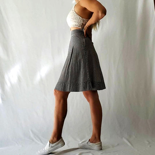 H&M Gingham Plaid Prrint A-Line Midi Skirt - 4