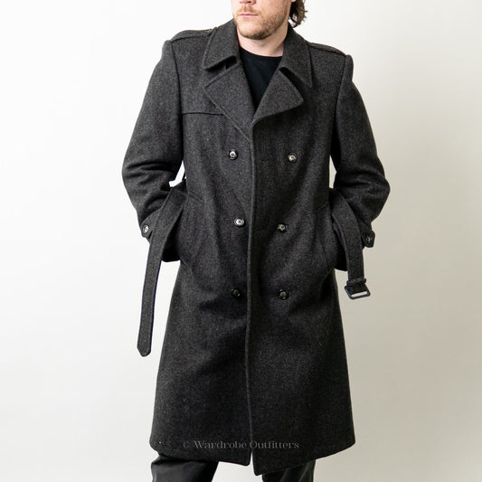 Vintage London Fog Imperial Grey Wool Trench Coat - 38R