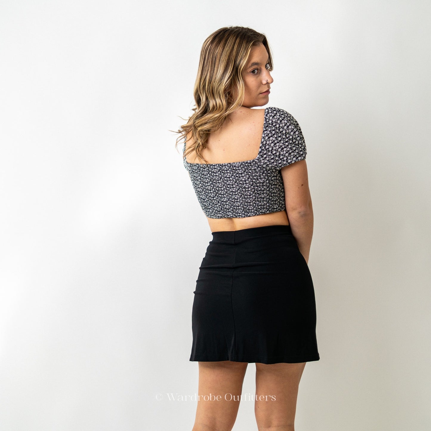 Low Cut Halter Cropped Peasant Blouse
