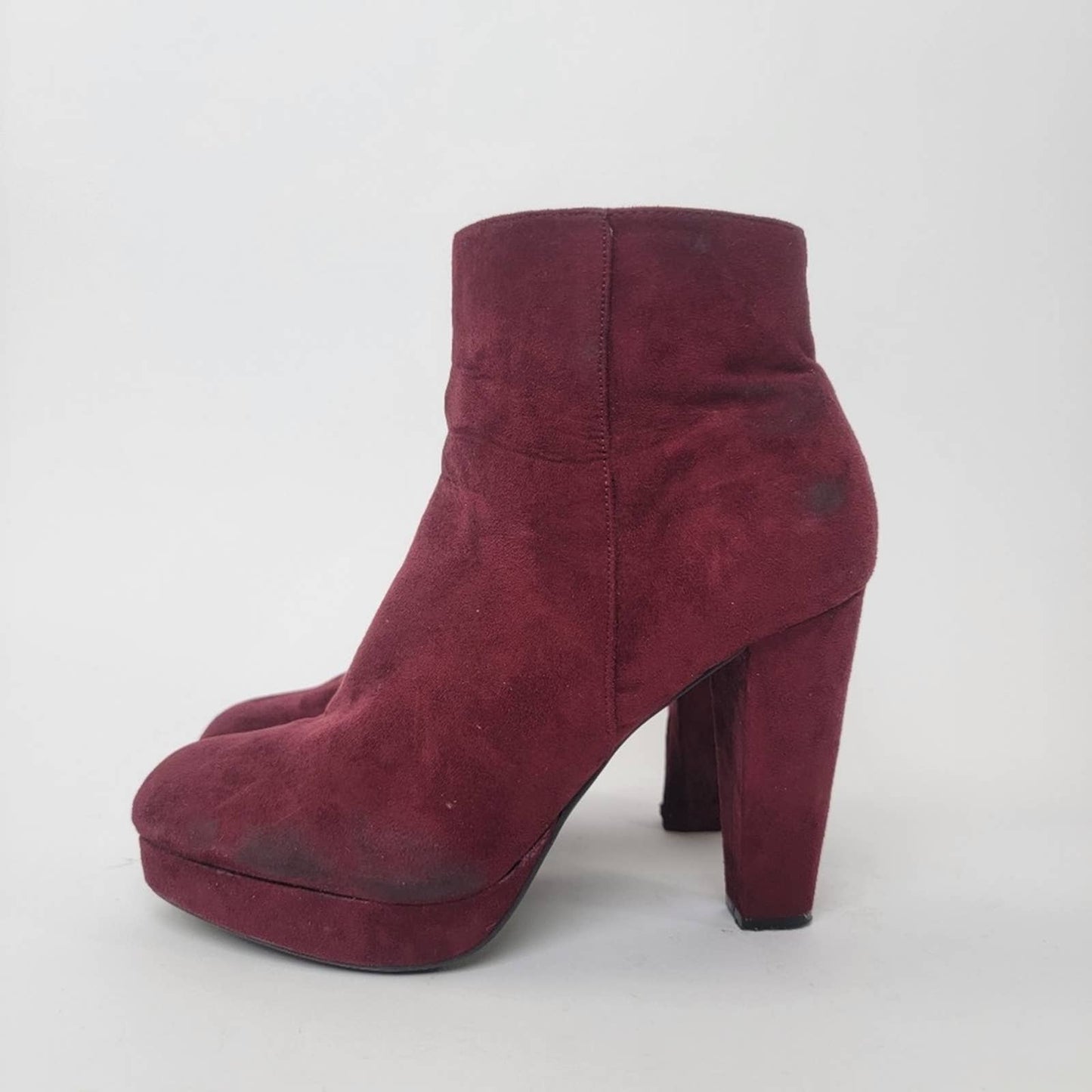Chunky Platform Heel Faux Suede Ankle Booties - 9