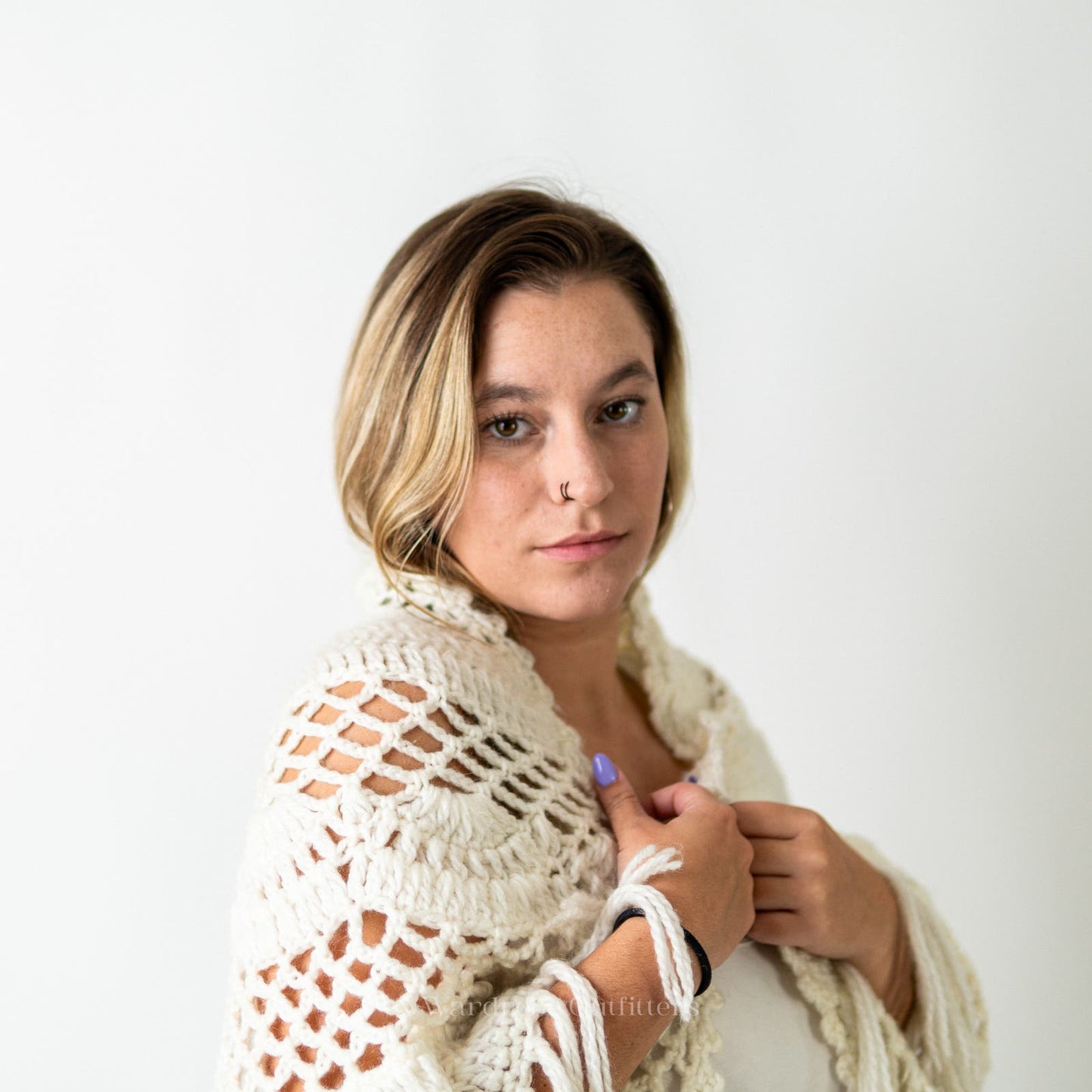 Handmade Crochet Knit Tassel Shaw Poncho Coverup