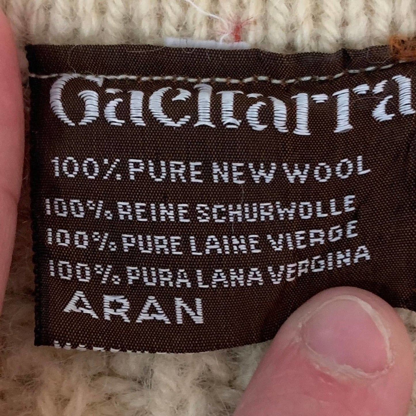 Gaeltarra Pure Wool Aran Knit Vintage Fisherman Sweater - S