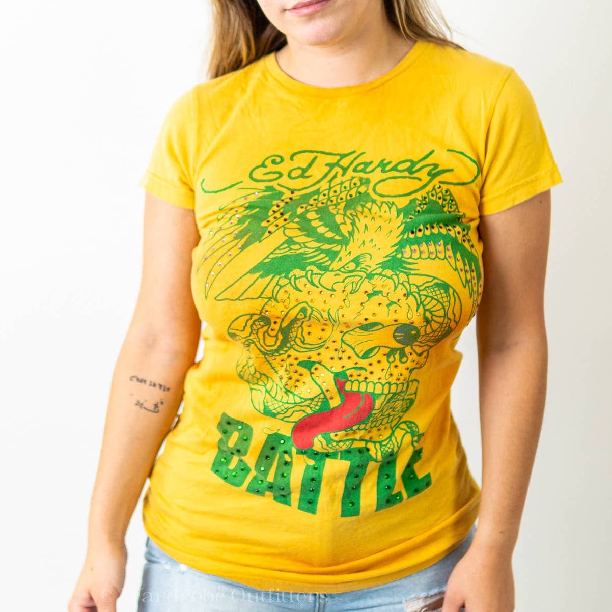 Vintage Y2K Ed Hardy by Christian Audigier Tattoo Battle Skull Eagle Tee