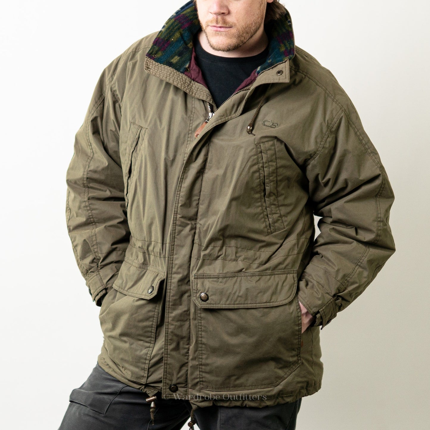 Vintage 90s Olive Green Puffer Hunting Jacket by CB Sports - M
