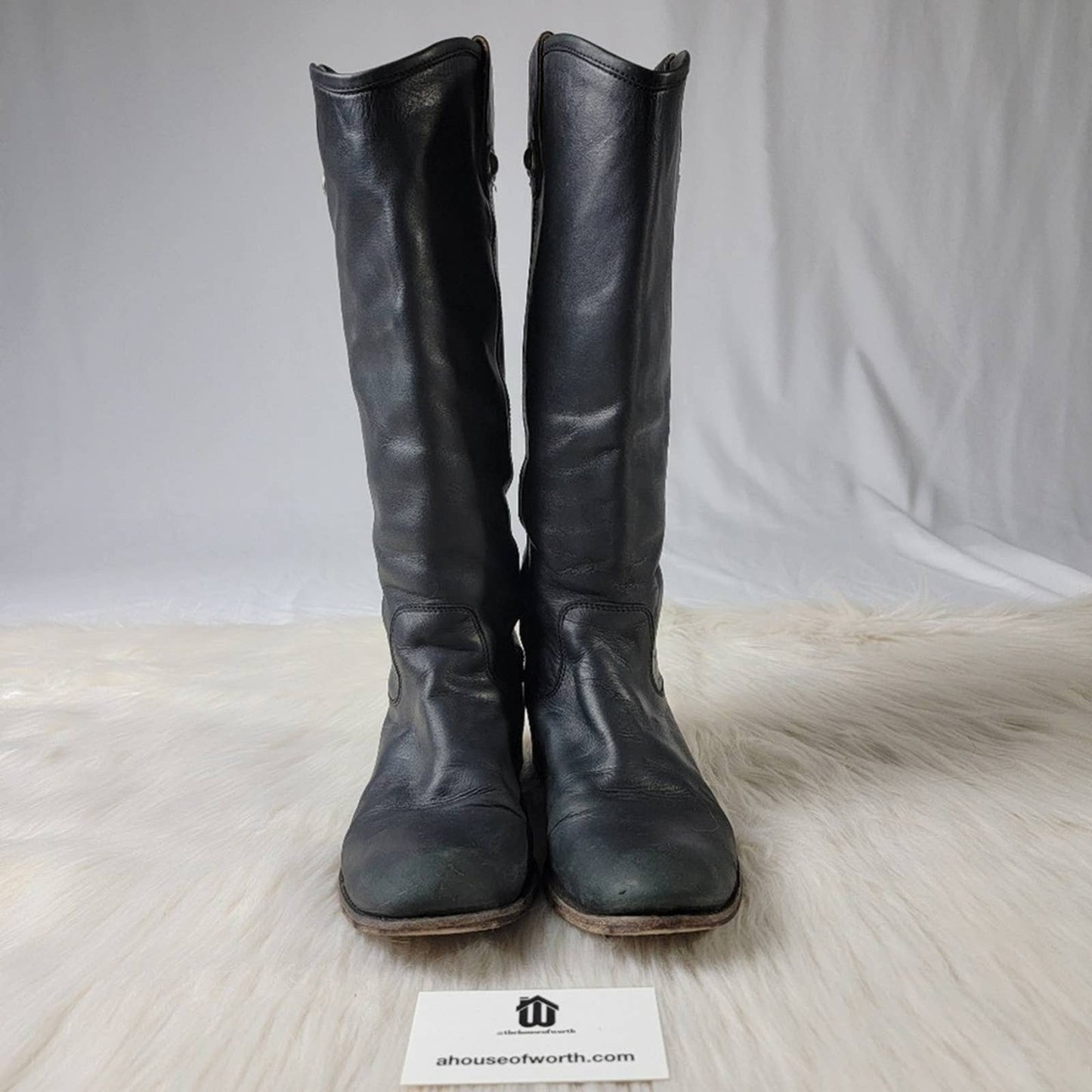 Frye Melissa Knee High Leather Boots in Black - 7