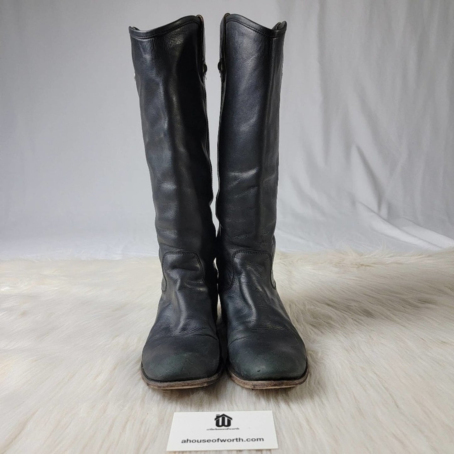 Frye Melissa Knee High Leather Boots in Black - 7
