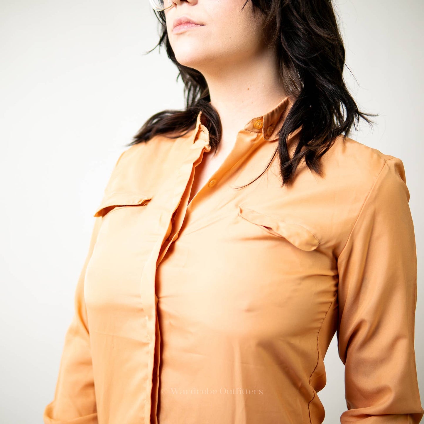 Vintage Sherbet Orange Western Cut Button Up Blouse