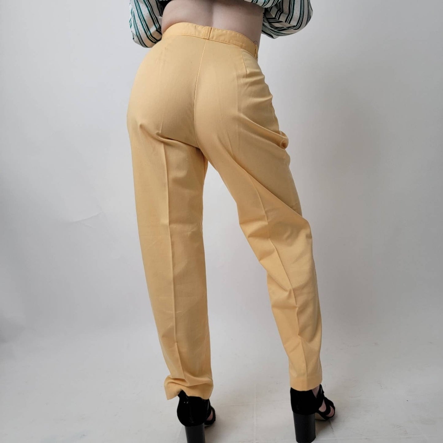 Vintage 70's Cheryl Tiegs canary yellow pastel straight pleated dress pants