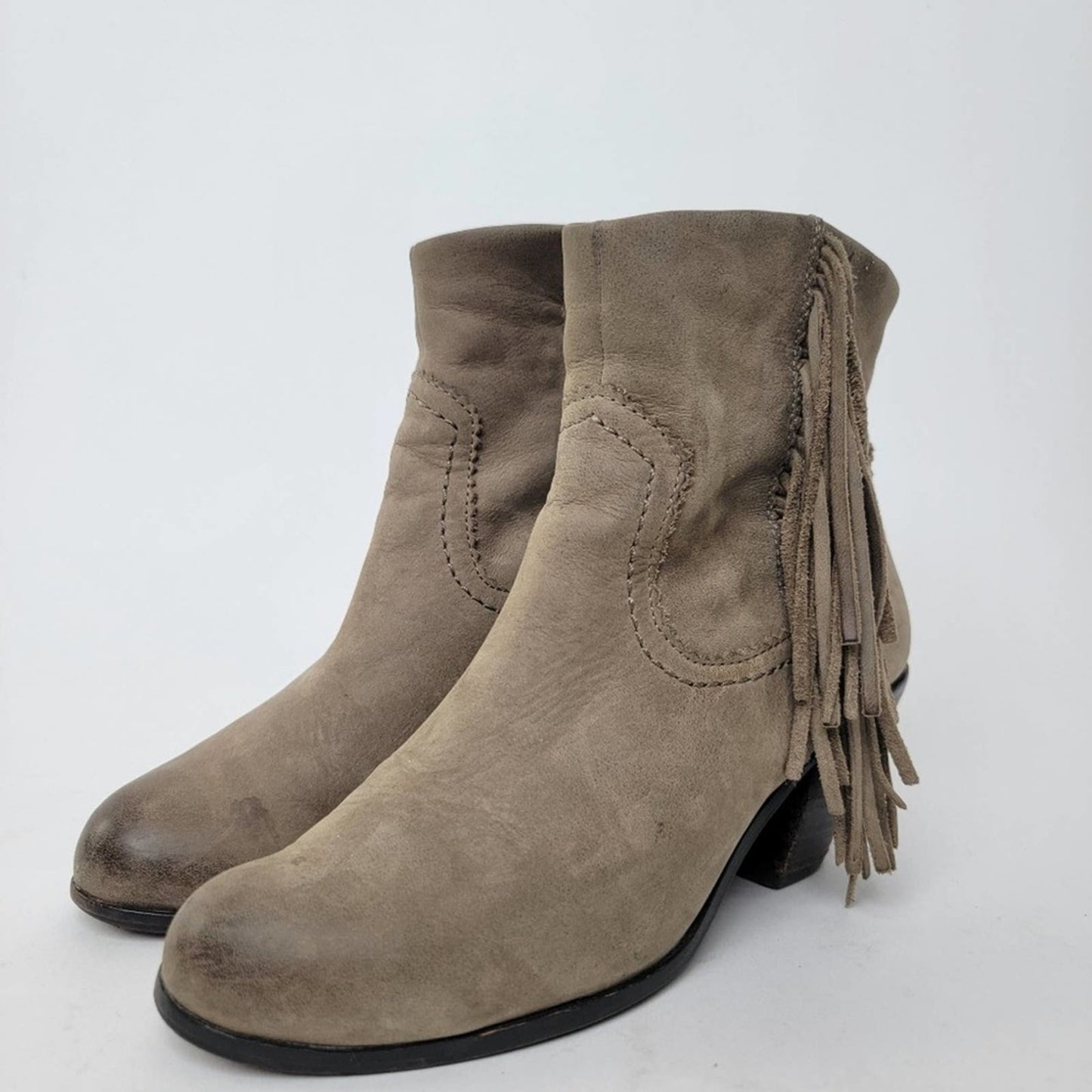 Sam Edelman Louie Suede Leather Fringe Booties - 6