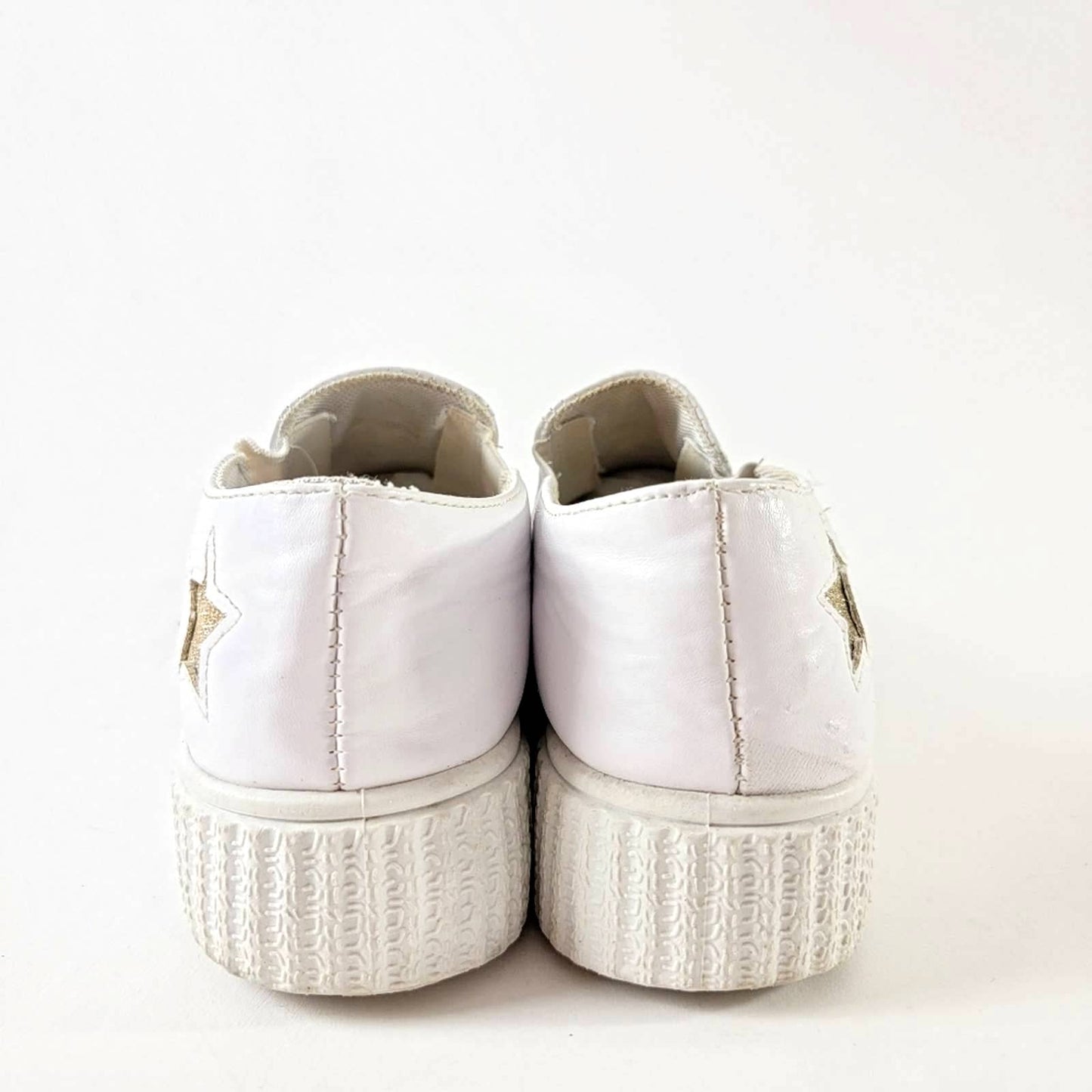 Chunky White Leather Platform Sneakers - 7
