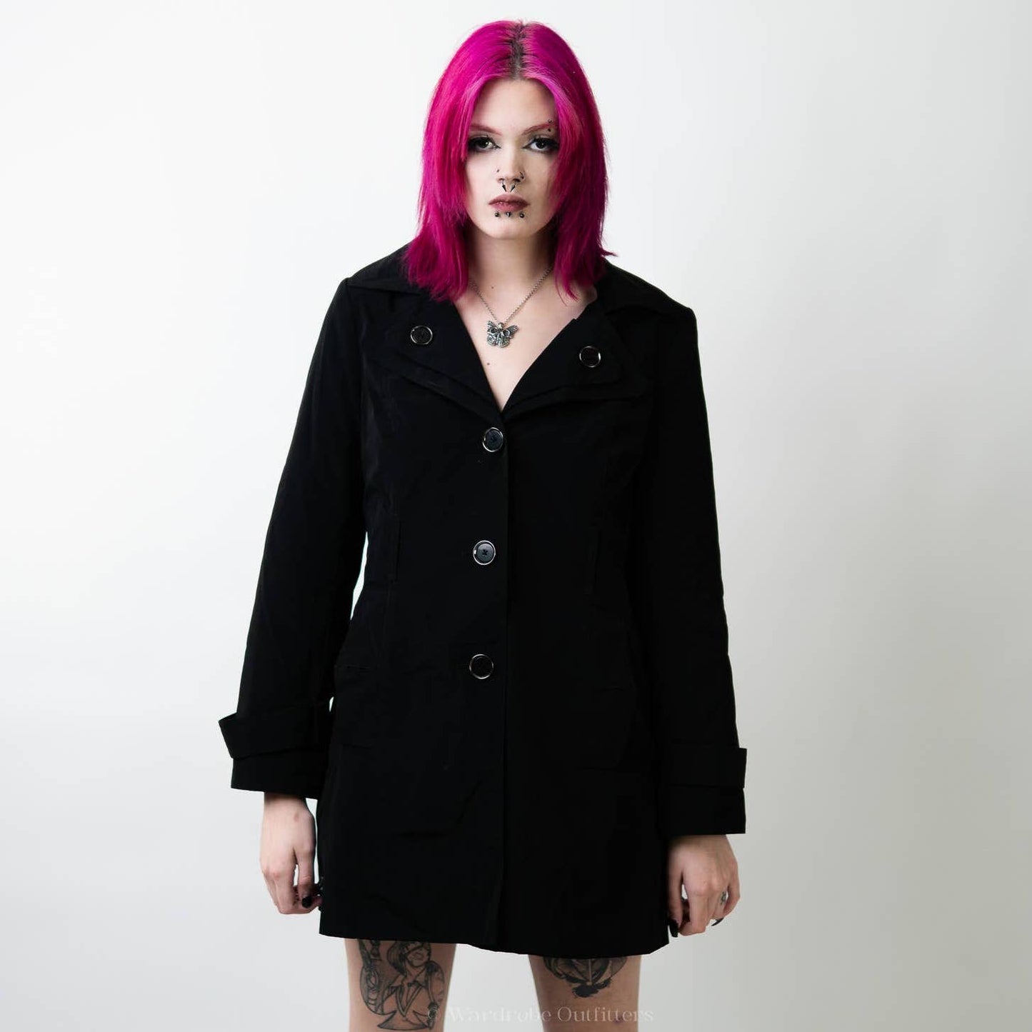London Fog Black Single Breasted Pea Trench Coat - S