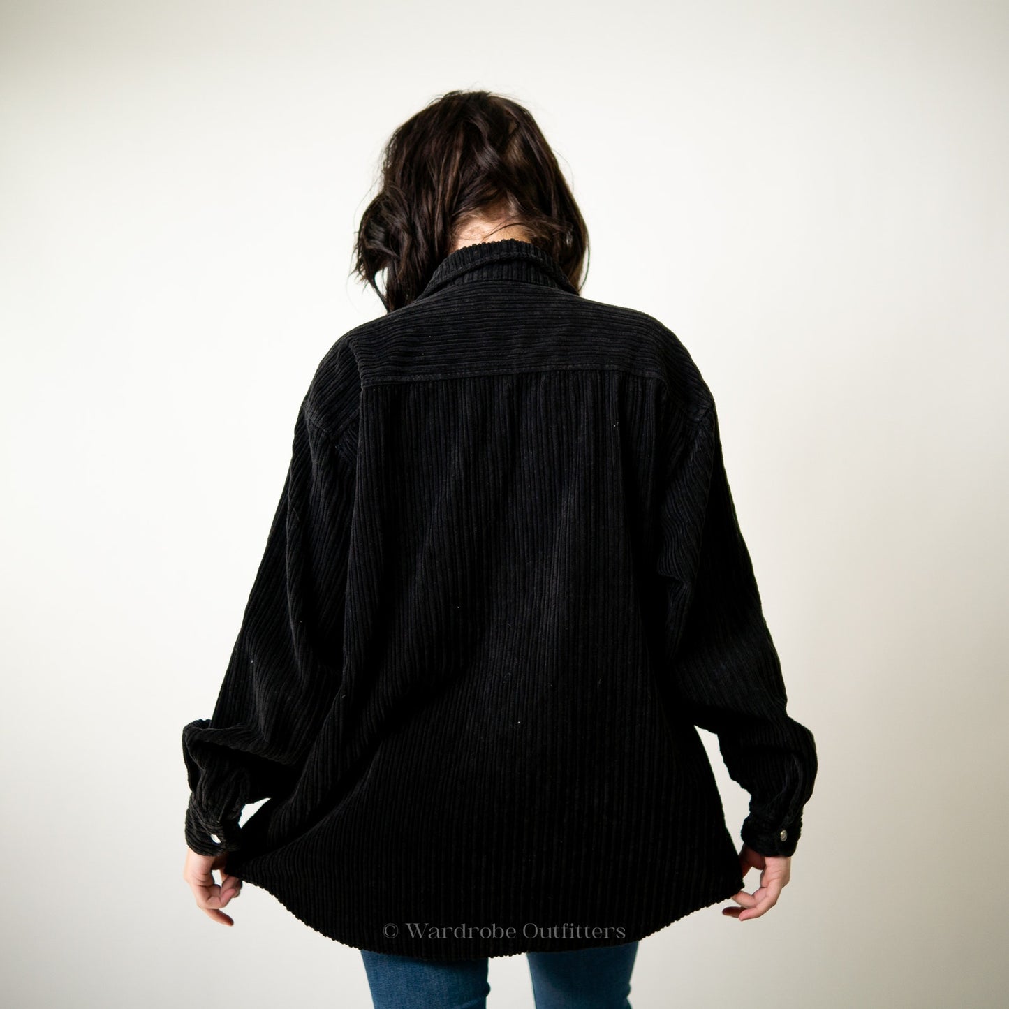 Vintage 90s Black Oversized Corduroy Jacket - M