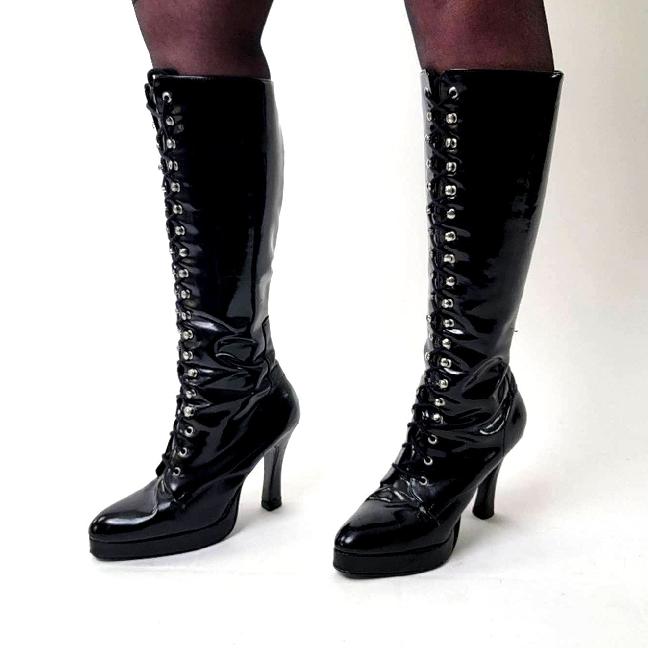 Vintage 90s Morbid Threads Goth High Heel Platform Dancer Boots - 9