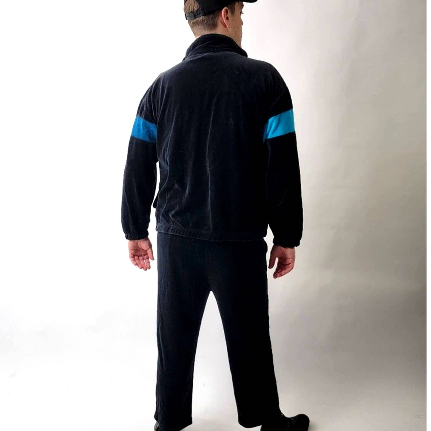 Vintage 90s Velour Track Suit - Multi Color Stripes - XL