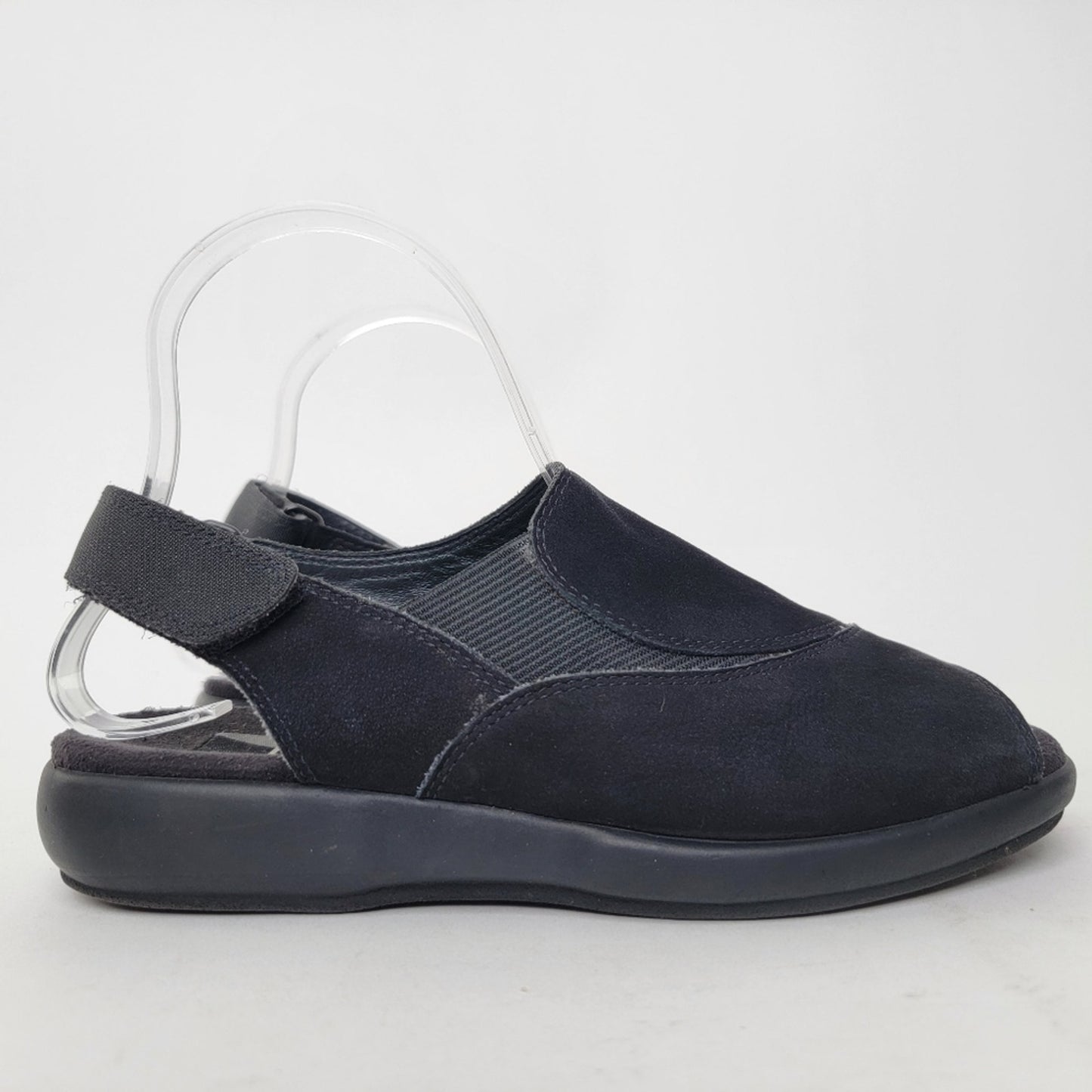 Ecco Black Suede Peep Toe Sandals - 6